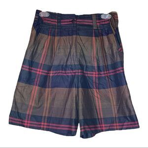 Vintage Just Class Plaid Tartan Shorts 1980s 1990s 28 Inch Waist 100% Cotton